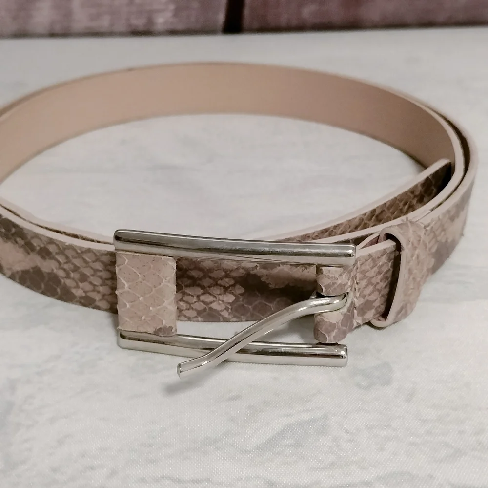 Elegant Italian Fine Leather Belt Garuglieri Snake Women’s Brown Tan Sz Large